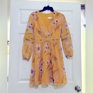 Stunning Ted Baker long sleeved cabana yellow posey floral mini dress